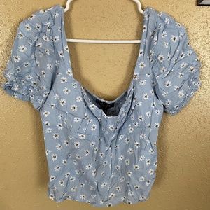 streetwear society daisy print smocked blouse